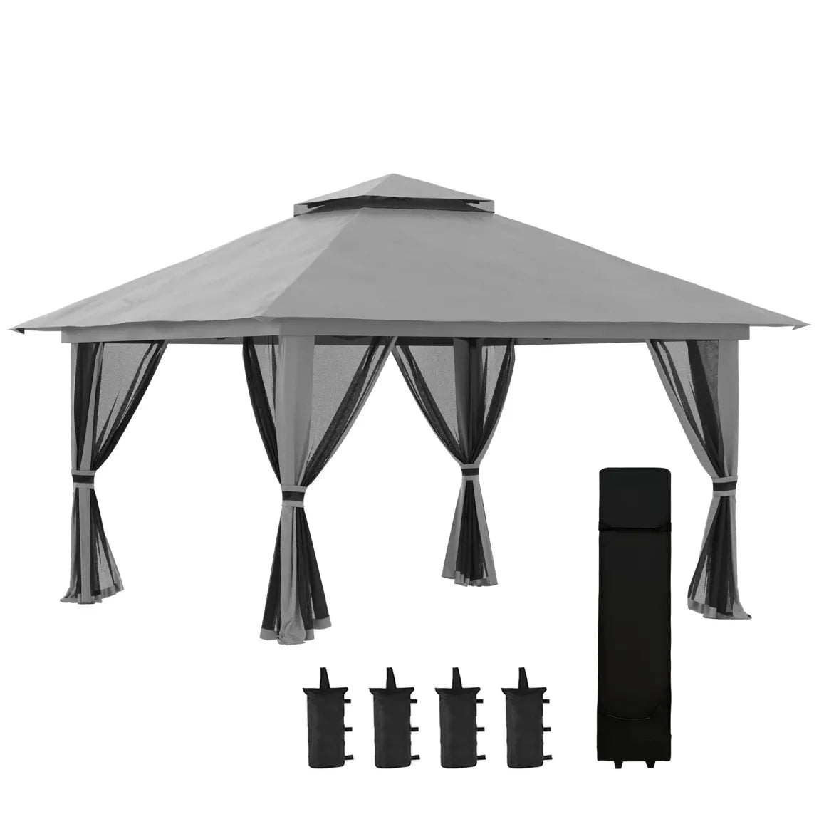 Outsunny Faltpavillon höhenverstellbar UV50+ mit Rollen