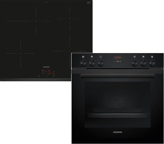 Siemens EQ522IA01, Einbauherd-Set, Bestehend aus HE517GBS4 Herd, 60 x 60 cm, 3D Heißluft, Selbstreinigung, Clip Auszug & EI645CFB6E Induktionskochfeld, Bräterzone, powerBoost, Edelstahl Rahmen 1