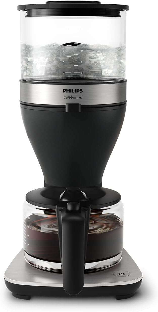 Philips All-in-1 Filterkaffeemaschine – integriertes Kegelmahlwerk für frisch gemahlenen Kaffee – Duo-Bohnenbehlter, 1,25-L-Glaskanne, individuelle Einstellung der Intensitt (HD7900/50) 1