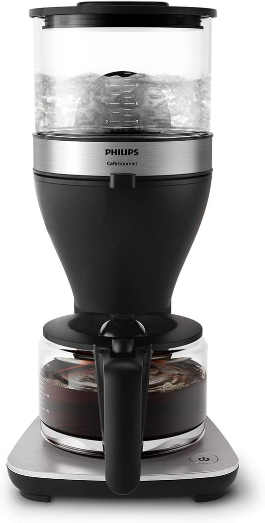 Philips All-in-1 Filterkaffeemaschine – integriertes Kegelmahlwerk für frisch gemahlenen Kaffee – Duo-Bohnenbehlter, 1,25-L-Glaskanne, individuelle Einstellung der Intensitt (HD7900/50) 1