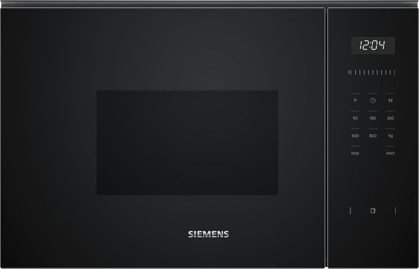 Siemens BF525LMB1 iQ500, Einbau-Mikrowelle, 59 x 38 cm, 800W, 20L Garraum Edelstahl, 25,5 cm Drehteller, touchControl Bedienung, Hydrolytische Reinigungshilfe, cookControl 7 Automatikrogramme, Schwarz