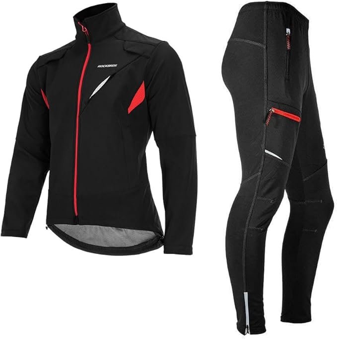 ROCKBROS Winter Fahrradbekleidungs-Set Herren – Wasserdichte Radjacke & Radhose, Winddicht, Thermo Fahrradanzug S–4XL