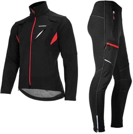 ROCKBROS Winter Fahrradbekleidungs-Set Herren – Wasserdichte Radjacke & Radhose, Winddicht, Thermo Fahrradanzug S–4XL