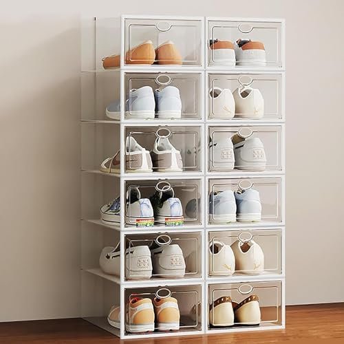 Schuhschrank mit Rattan-Front, Schmaler Schuhschrank für den Eingangsbereich, Hoher Schuhorganizer mit Stauraum