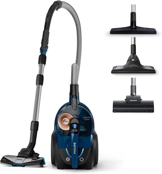 Philips PowerPro Compact Beutelloser Bodenstaubsauger, Kompakt, Leistungsstark, Blau/Schwarz