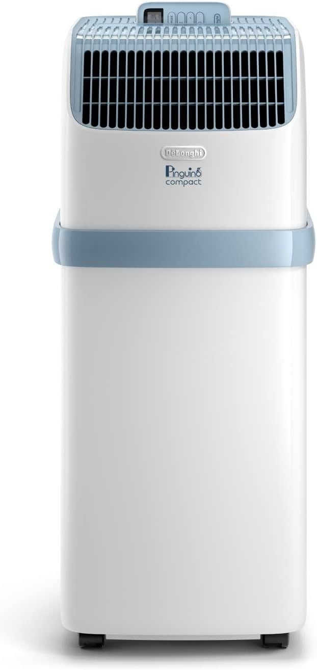 De’Longhi Pinguino PAC EM82, Mobile Klimaanlage für Rume bis zu 80 m, 9.400 BTU, 2,4 kW, 63 dB, Entfeuchtungsfunktion, Energieklasse A, 24h-Timer, Wei