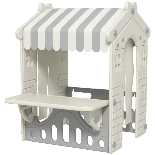 AIYAPLAY Spielhaus Kinderhaus Indoor mit Servierstation & Vorhängen