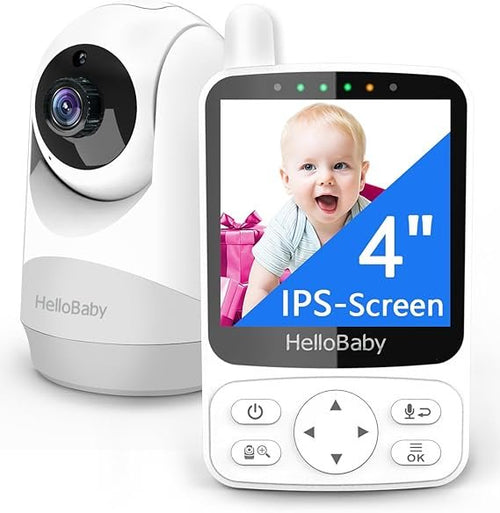 HelloBaby Babyphone mit Kamera – 29 Std. Akku, 355°/120° PTZ-Kamera, 2× Zoom, Infrarot-Nachtsicht, ECO-Modus, 305 m Reichweite & Zwei-Wege-Audio