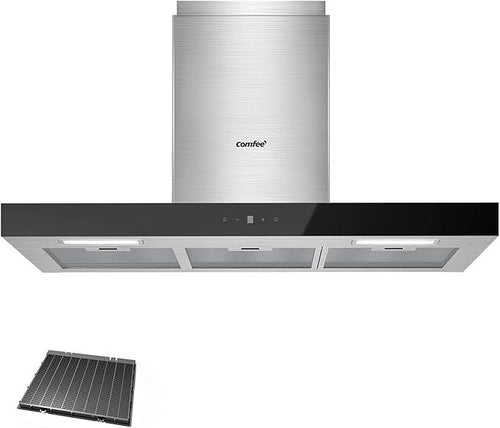 COMFEE CHW 7.9M77A3 90 cm Dunstabzugshaube – A+++, 650 m³/h, 4 Stufen, Touch- & Gestensteuerung, Abluft & Umluft (Schwarz)