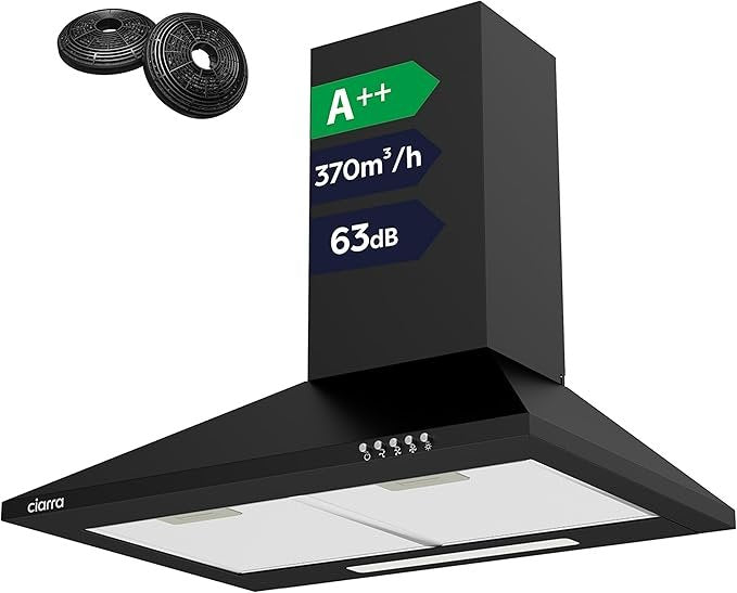CIARRA 60 cm Wand-Dunstabzugshaube – Energieeffizienzklasse A++, leistungsstarke Küchenhaube für Wandmontage