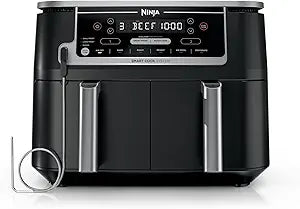 Ninja Foodi MAX Dual Zone Airfryer AF400EUCP – 9,5 L Heißluftfritteuse mit 2 Schubladen, 6-in-1 Funktionen, Max Crisp, Ölarmes Kochen, Kupfer/Schwarz