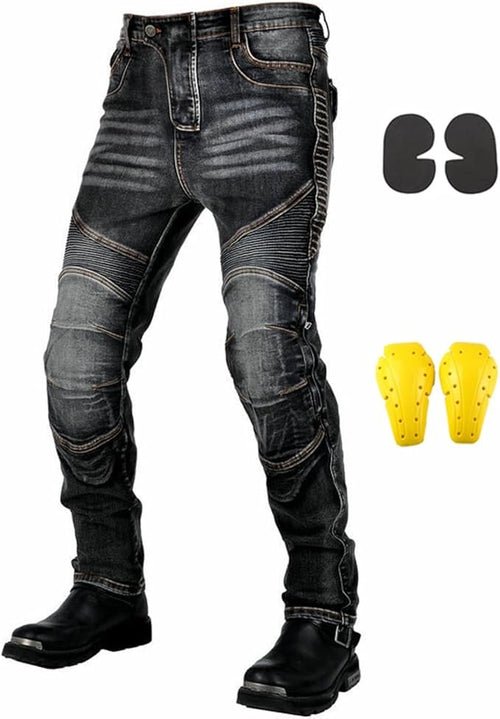 Herren Motorradjeans mit Protektoren – Aramidfaser Motorradhose mit Oberschenkeltaschen, verstärkt & strapazierfähig