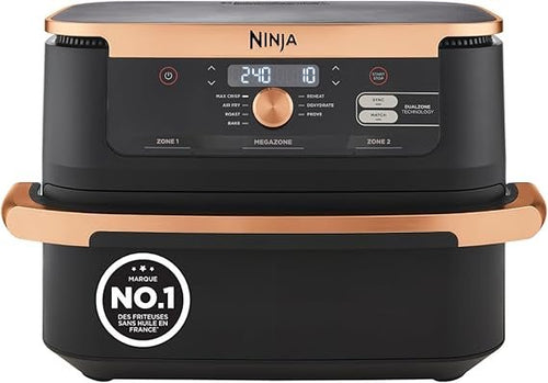 Ninja Foodi FlexDrawer Airfryer AF500EUCP – 10,4 L Dual-Zone Heißluftfritteuse, 7-in-1, Herausnehmbarer Trenner, Spülmaschinengeeignet, Schwarz/Kupfer