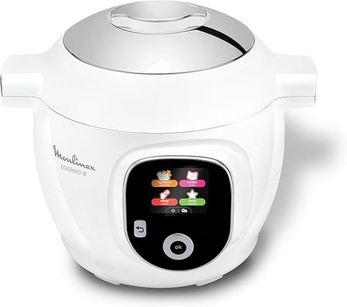 Moulinex Cookeo Smart Multicooker CE854110 – 6L, 1600W, 80 integrierte Rezepte, intelligenter Kochassistent mit Display & App-Steuerung (Weiß)