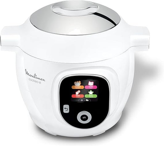 Moulinex Cookeo Smart Multicooker CE854110 – 6L, 1600W, 80 integrierte Rezepte, intelligenter Kochassistent mit Display & App-Steuerung (Weiß)