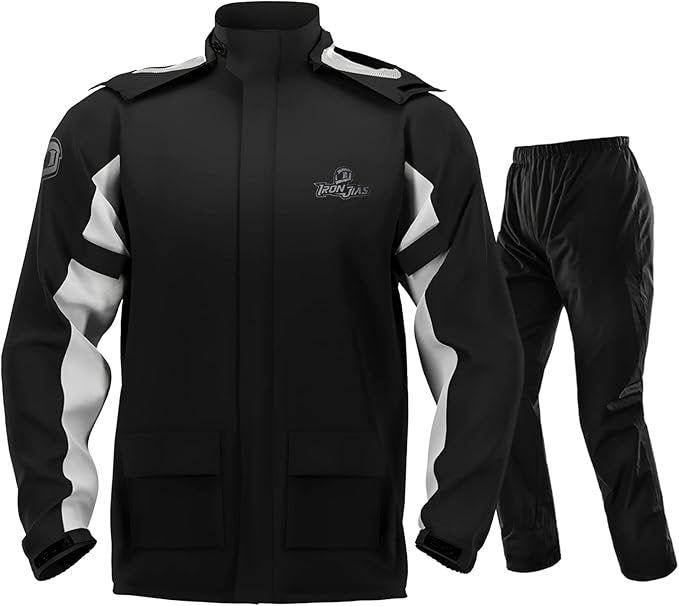 IRON JIA’S Motorrad Regenjacke Herren – Wasserdichte Winddichte Regenjacke mit Kapuze, Reflektierend