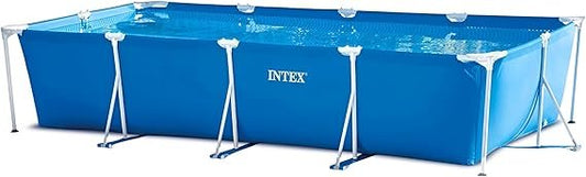 Intex Rechteckiger Frame Pool – Stahlrahmen Schwimmbecken für den Garten, schneller Aufbau, robust & langlebig