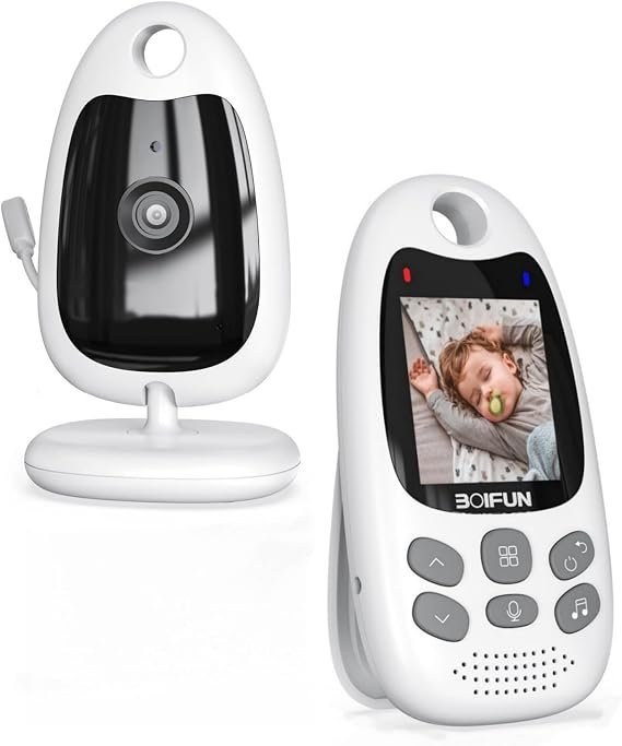 Boifun Babyphone mit Kamera – 2 Zoll 720P Video-Baby Monitor ohne WLAN, Nachtsicht, Zwei-Wege-Audio, VOX-Funktion, Geräusch- & Temperaturerkennung, Schlaflieder