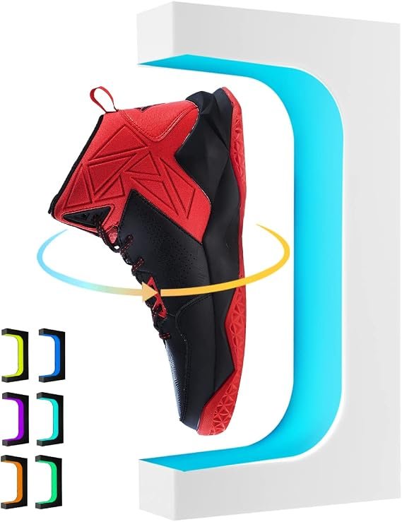 Magnetisches Schwebendes Schuhdisplay mit LED-Beleuchtung, 360° Drehbar, 16 Farben, Floating Shoe Display, Weiß