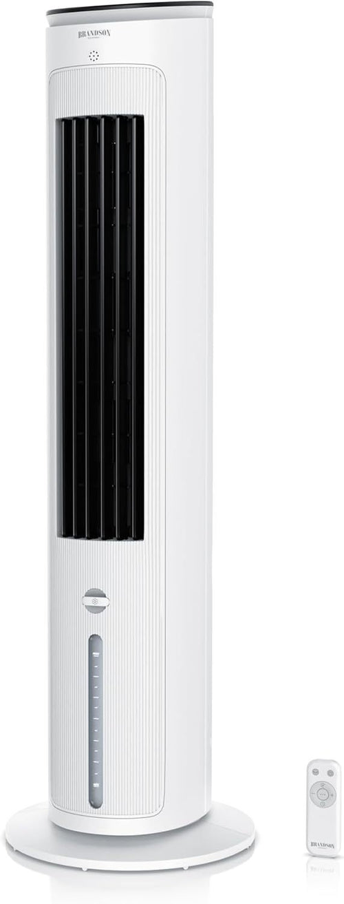 Brandson – Turmventilator mit Wasserkühlung – Preisträger 2025 – Verdunstungskühler – Luftkühler – Ventilator – mobile Klimaanlage ohne Abluftschlauch – 5 in 1 – leise – 4,6 L Wassertank – weiß