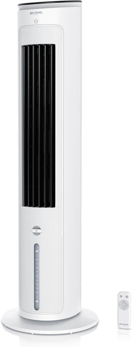 Brandson – Turmventilator mit Wasserkühlung – Preisträger 2025 – Verdunstungskühler – Luftkühler – Ventilator – mobile Klimaanlage ohne Abluftschlauch – 5 in 1 – leise – 4,6 L Wassertank – weiß