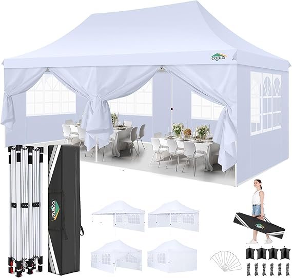 COBIZI Faltpavillon 3 x 6 m – Wasserdichtes Partyzelt, stabil & faltbar, UV-Schutz, mit 6 Seitenwänden, Gartenpavillon für Hochzeiten & Outdoor-Events