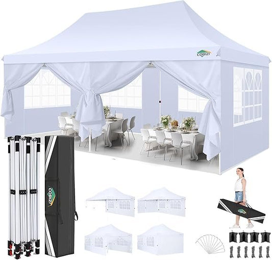COBIZI Faltpavillon 3 x 6 m – Wasserdichtes Partyzelt, stabil & faltbar, UV-Schutz, mit 6 Seitenwänden, Gartenpavillon für Hochzeiten & Outdoor-Events