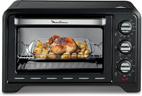Moulinex Optimo OX444810 Elektrischer Mini-Backofen – 19L, 6 Kochmodi, Umluftfunktion, 240°C Thermostat, 120 Min Timer, Grill & Frittierfunktion (Schwarz)