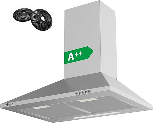 CIARRA 60 cm Wand-Dunstabzugshaube – Kopffreihaube mit Energieeffizienzklasse A++, Umluft- und Abluftbetrieb