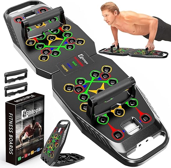 BBTOPS 25-in-1 Liegestützbrett mit Pilates-Stange – Klappbares Push-Up Board für Home Gym, Krafttraining & Ganzkörper-Workout für Damen und Herren