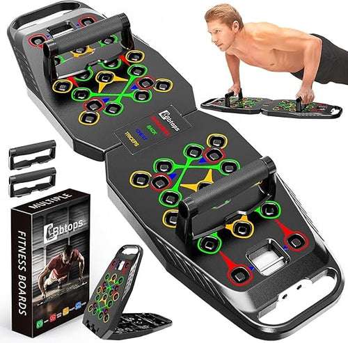BBTOPS 25-in-1 Liegestützbrett mit Pilates-Stange – Klappbares Push-Up Board für Home Gym, Krafttraining & Ganzkörper-Workout für Damen und Herren