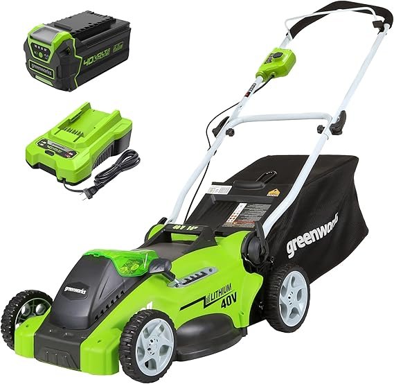 Greenworks 40V 16″ Akku-Rasenmäher – Push-Mäher mit 4,0 Ah Akku, Startknopf & 1/3 Acre Reichweite