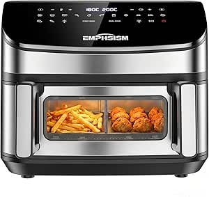 12 L Dual-Zone Airfryer 2600 W – XXL Heißluftfritteuse mit 2 Fächern, 13-in-1 Funktion, Ober- und Unterhitze, Sichtfenster & Beleuchtung, Flexible 1- oder 2-Zonen Nutzung