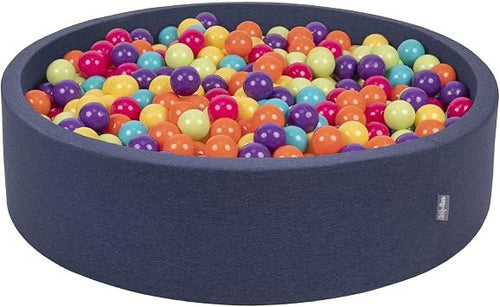 KiddyMoon Rundes Baby Bällebad – 120 x 30 cm inkl. 200 Bälle (Ø 7 cm), Kinder-Spielpool, dunkel