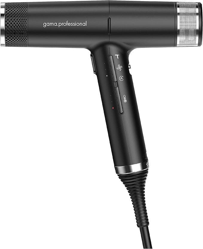 GA.MA Italy Professional iQ2 Perfect Haartrockner – 1600 W, 110.000 U/min bürstenloser Motor, Oxy-Active-Technologie, Turbo-Funktion, Ultraleicht, Schwarz