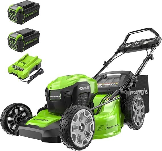 Greenworks 40V 21″ Akku-Rasenmäher mit Selbstantrieb – Bürstenlos, Smart Pace, inkl. 2×4,0Ah Akkus & Ladegerät