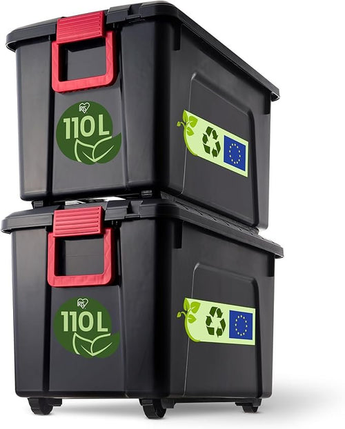 Iris Ohyama SIA-60 Power Box Aufbewahrungsboxen 3er-Set – Kunststoffboxen mit Deckel, Clip-Verschluss und Griffen