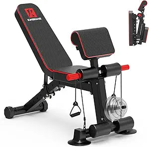 KiNGKANG Verstellbare Hantelbank – Klappbare Trainingsbank für Home Gym, bis 1050 lbs Belastbarkeit, robuster Stahlrahmen, 8-fach verstellbare Rückenlehne