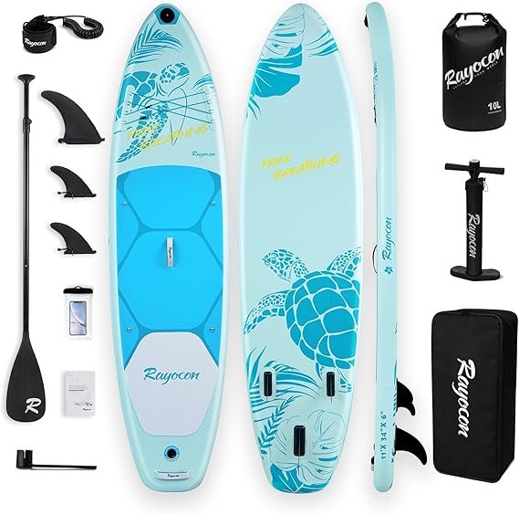 Aufblasbares Stand Up Paddle Board 11′ × 34″ – Extra Breit, Ultra-Stabil, bis 205 kg, inkl. Pumpe & Fiberglas-Paddel