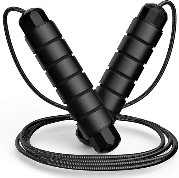 Springseil – Tangle-Free Speed Jump Rope mit Kugellagern, verstellbares Stahlseil mit Schaumstoffgriffen für Damen, Herren & Kinder – Fitness- und Home-Workout-Equipment für Ausdauertraining und einen schlanken Körper