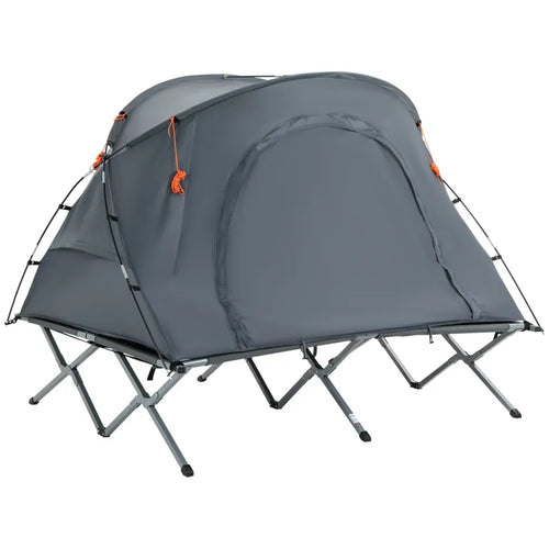 Outsunny Campingbett mit Zelt Luftmatratze für 2 Personen, 200×146×159 cm, Grau