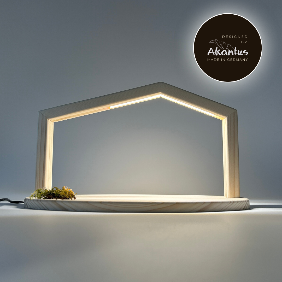Krippenhaus: "Akantus Design - Original" Fichte natur I AD-O-1
