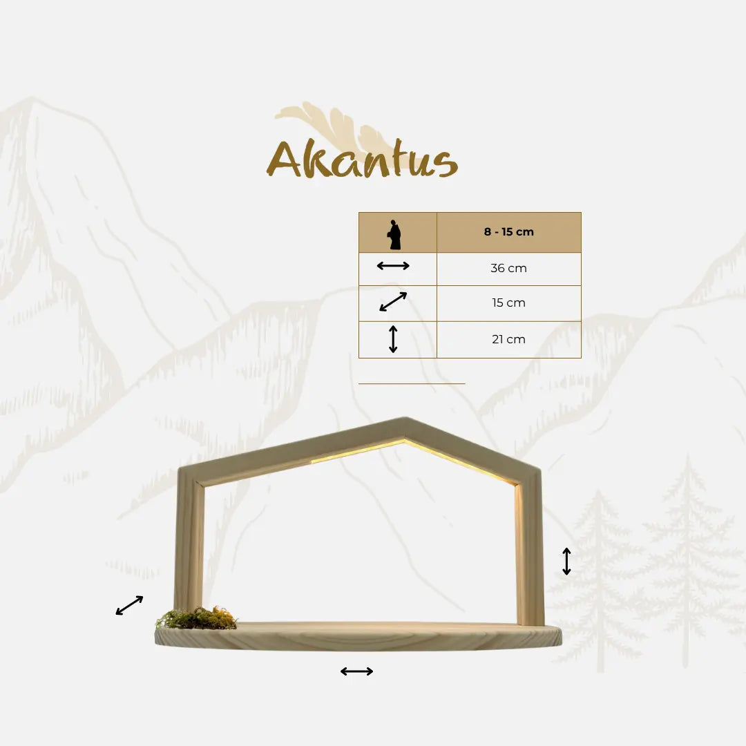 Adventskalender: 8er Set von Akantus bemalt mit Krippenhaus "Akantus Design Original" Fichte I AN-0-1 + KB-2
