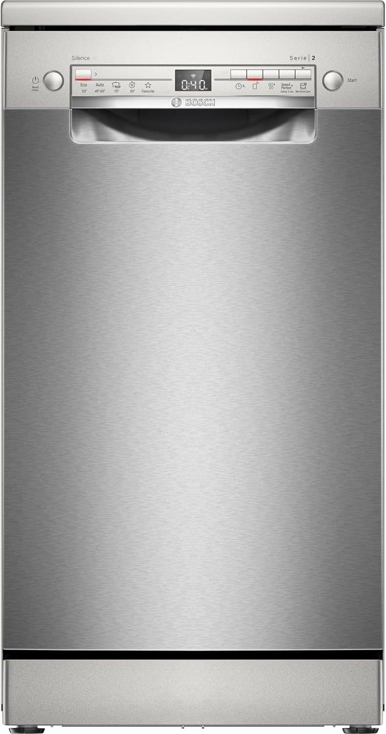 Bosch SPV2IKX10E Serie 2 Smarter Geschirrspüler vollintegriert, 45 cm breit, Besteckkorb, Extra Trocknen auf Knopfdruck, InfoLight roter Lichtpunkt am Boden, AquaStop Schutz gegen Wasserschäden, Weiß