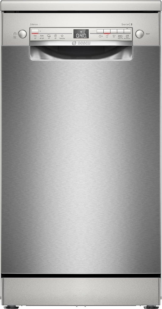 Bosch SPV2IKX10E Serie 2 Smarter Geschirrspüler vollintegriert, 45 cm breit, Besteckkorb, Extra Trocknen auf Knopfdruck, InfoLight roter Lichtpunkt am Boden, AquaStop Schutz gegen Wasserschäden, Weiß