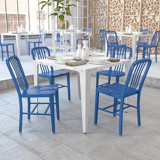 Flash Furniture Set of 2 Blue Commercial Grade Metal Indoor Outdoor Chairs – Produktbeschreibung: