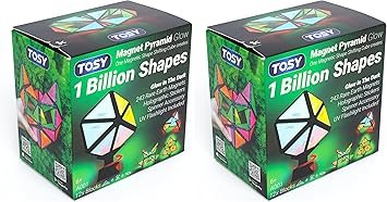 TOSY Pyramid Glow Magnet – Magnetische Bausteine 12-teilig (2er Pack), 243 Magnete, leuchtend im Dunkeln, 1 Milliarde Formen, STEM Lernspielzeug