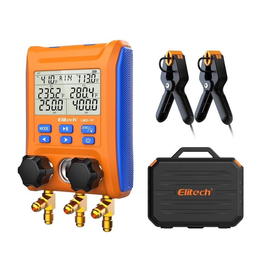 Elitech LMG-10 Digitales Kälte-Manometer Set – Präzises Messgerät für Kältetechnik und Wartung