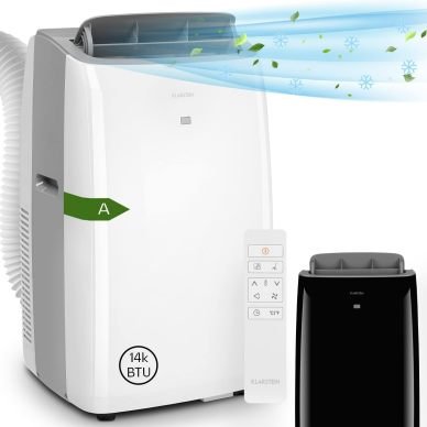 Klarstein Mobile Klimaanlage mit Abluftschlauch, 3-in-1 Klimagerät mit Ventilator, Luftentfeuchter & Nachtmodus, Kleine & Portable Klimaanlage für Wohnung & Büro, 12000 BTU Niedrig Verbrauch