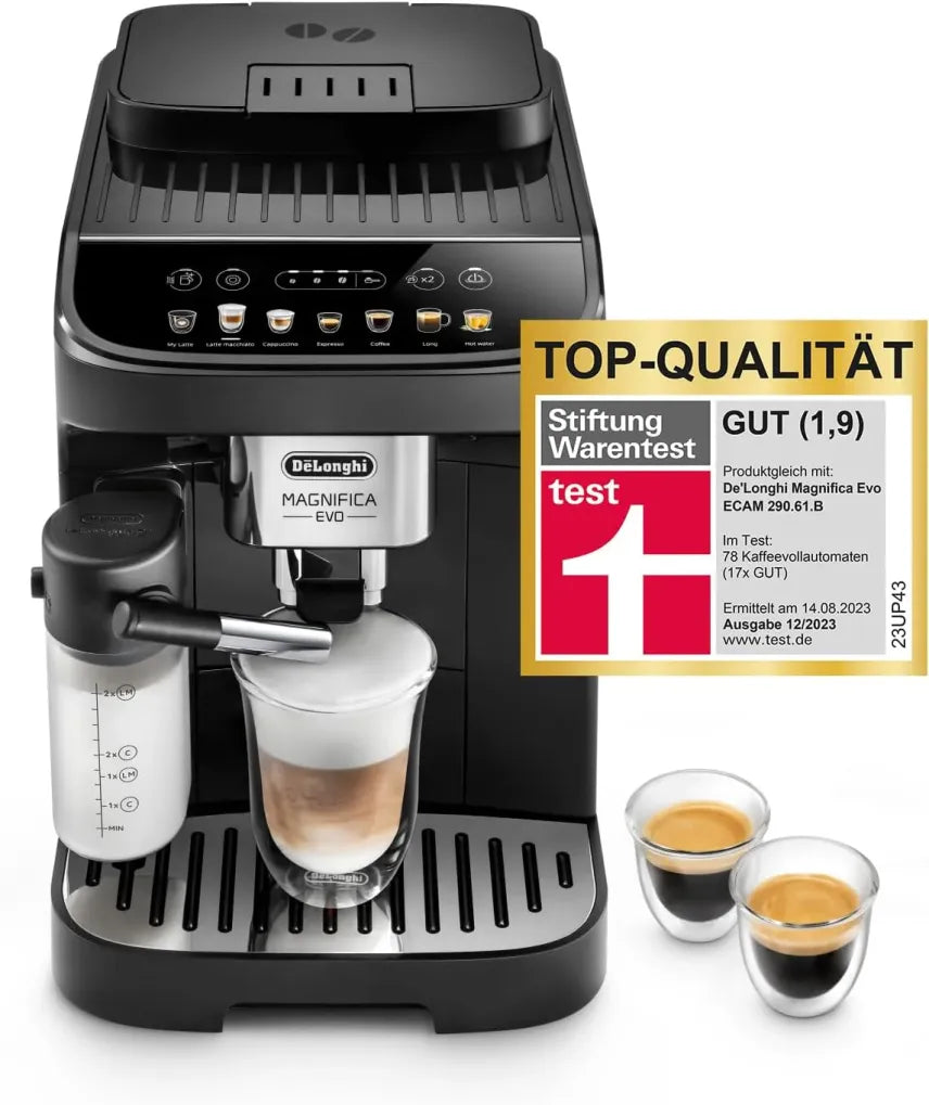 De’Longhi Magnifica Evo Next ECAM312.80.TB, Kaffeevollautomat mit 13 Getränken (Cappuccino, Espresso, Latte Macchiato), 2,4” TFT Farbdisplay,